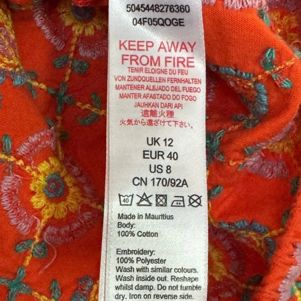 Y2K Topshop Boho Floral‎ Embroidered Off-Shoulder Top Size 8 - Picture 4 of 6